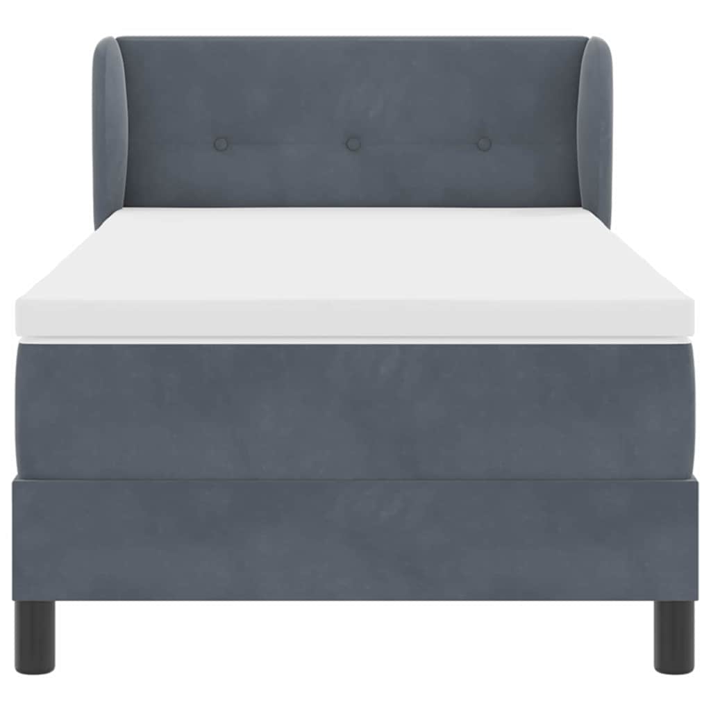 Postel S Boxspringem S Čelo Tmavě Šedá 90 X 190 Cm Samet