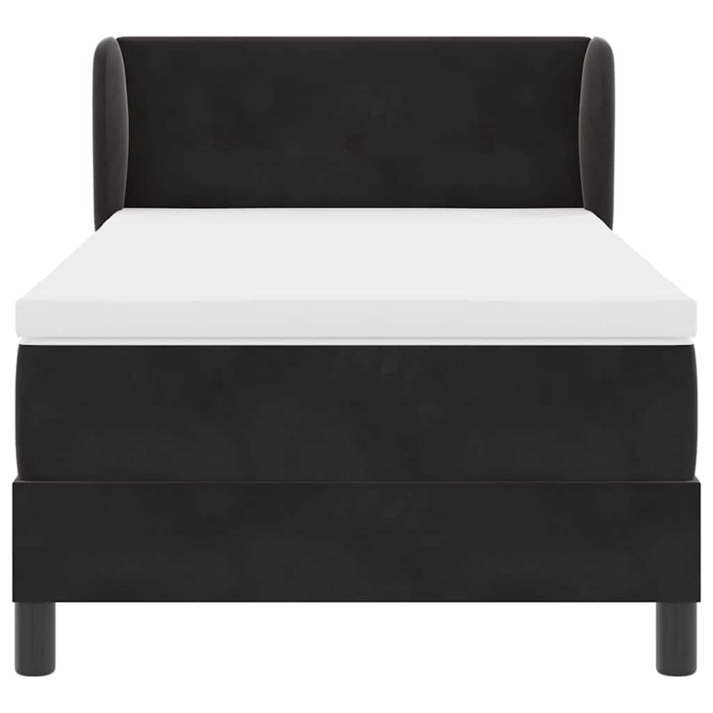 Postel S Boxspringem S Čelo Černá 90 X 190 Cm Samet