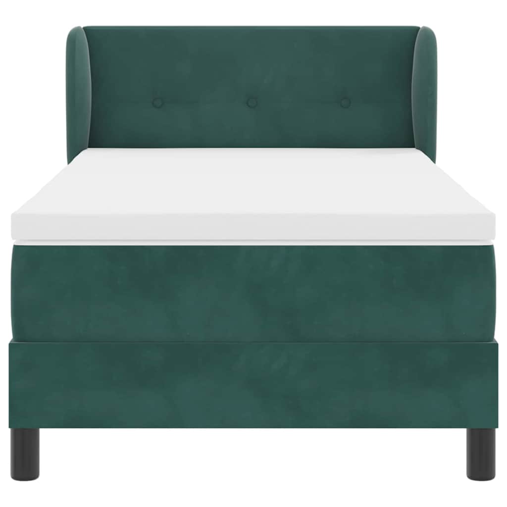 Postel S Boxspringem S Čelo Tmavě Zelená 90 X 190 Cm Samet