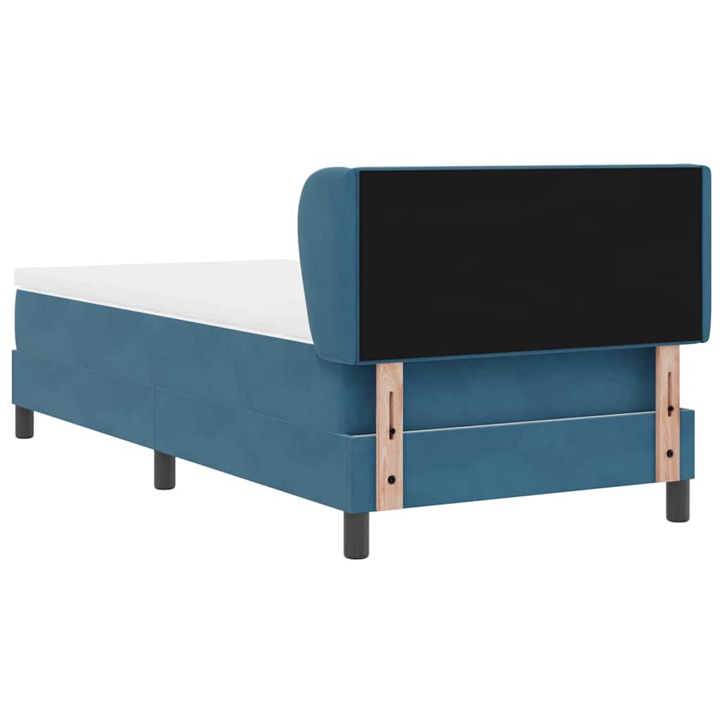 Postel S Boxspringem S Čelo Tmavě Moddrá 90 X 190 Cm Samet