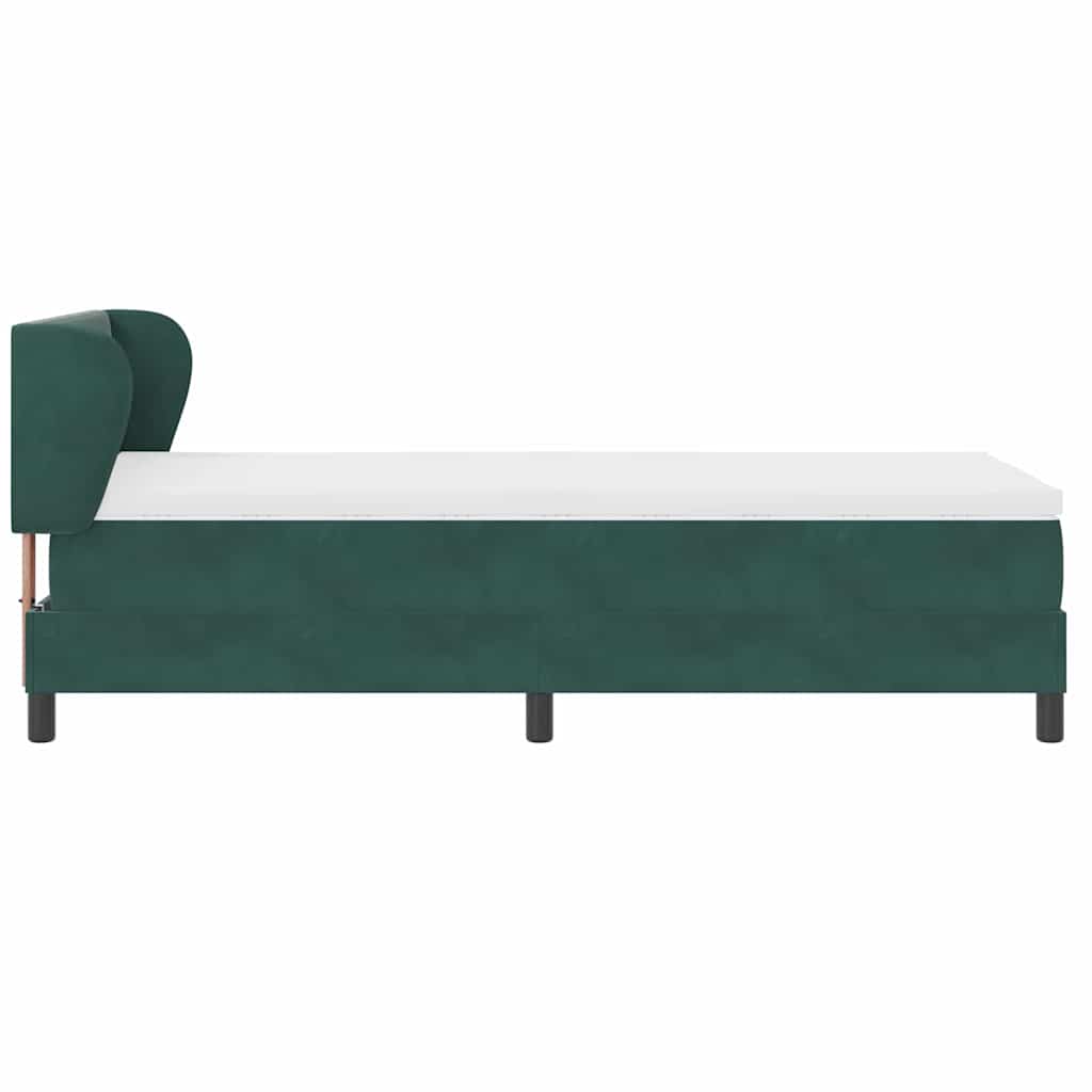 Postel S Boxspringem S Čelo Tmavě Zelená 90 X 200 Cm Samet