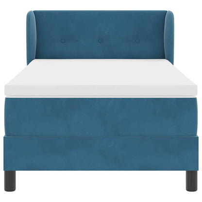 Postel S Boxspringem S Čelo Tmavě Moddrá 90 X 200 Cm Samet