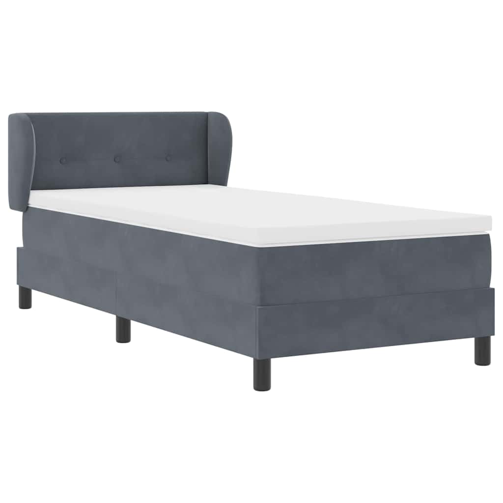 Postel S Boxspringem S Čelo Tmavě Šedá 100 X 200 Cm Samet