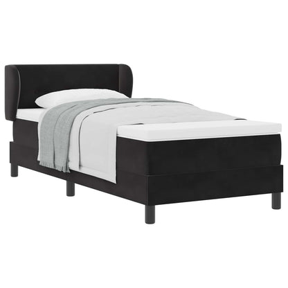 Postel S Boxspringem S Čelo Černá 100 X 200 Cm Samet