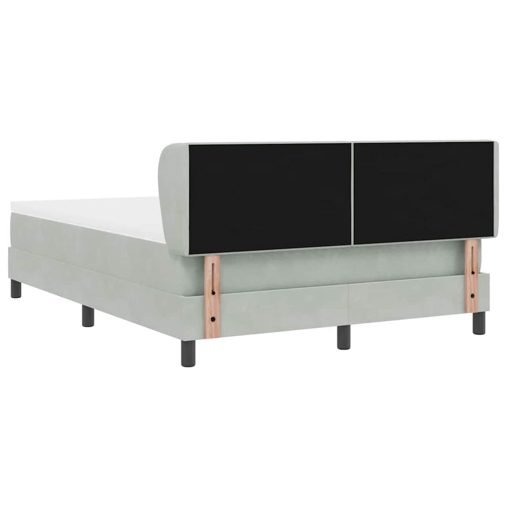 Postel S Boxspringem S Čelo Světle Šedá 140 X 190 Cm Samet