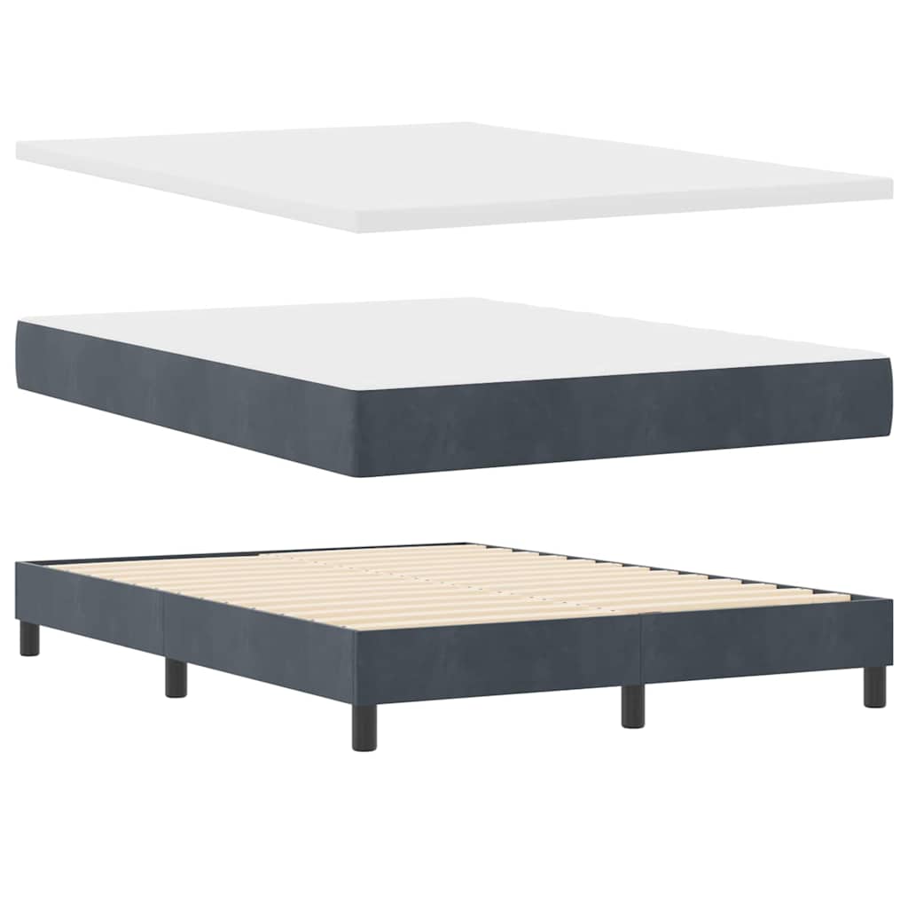 Postel S Boxspringem S Čelo Tmavě Šedá 140 X 190 Cm Samet