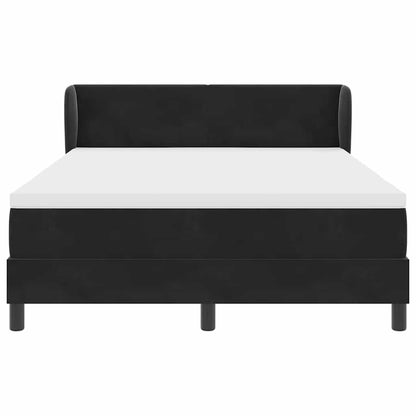 Postel S Boxspringem S Čelo Černá 140 X 190 Cm Samet