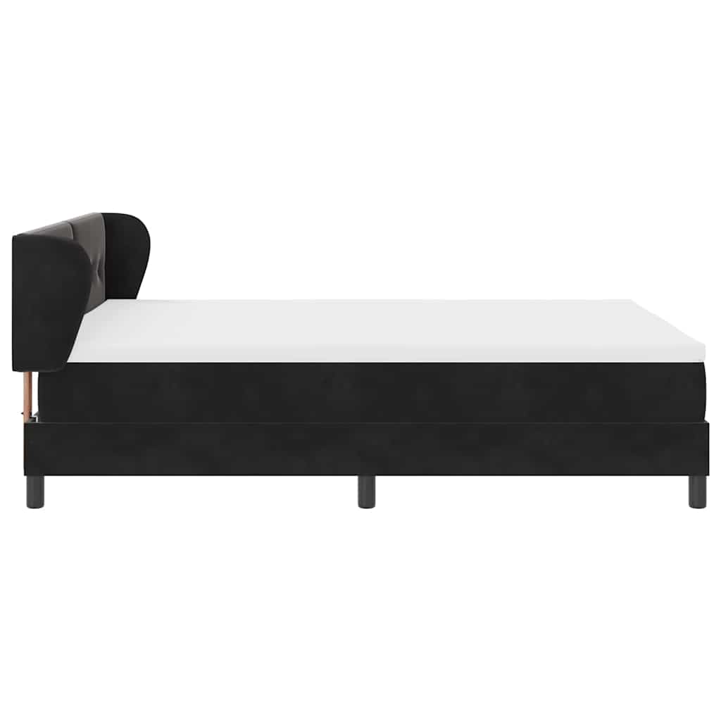 Postel S Boxspringem S Čelo Černá 140 X 190 Cm Samet