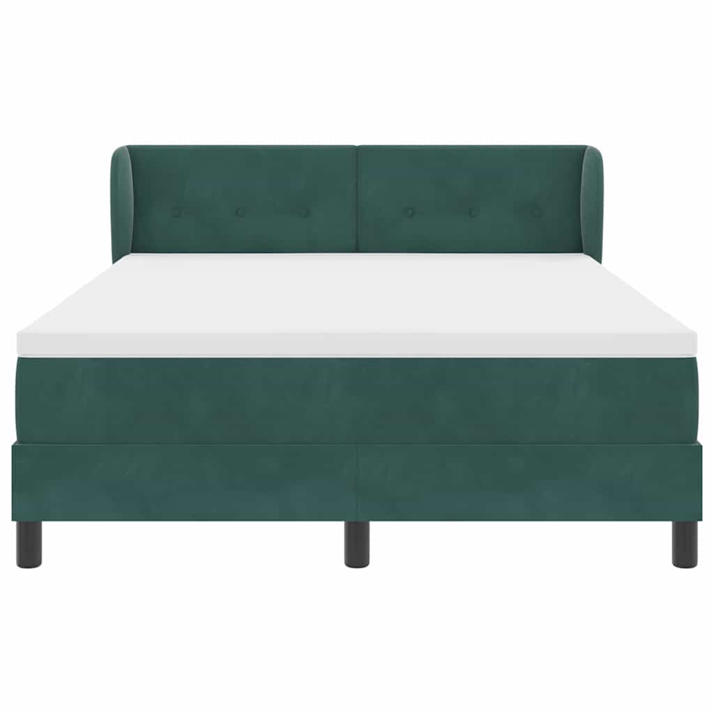 Postel S Boxspringem S Čelo Tmavě Zelená 140 X 190 Cm Samet
