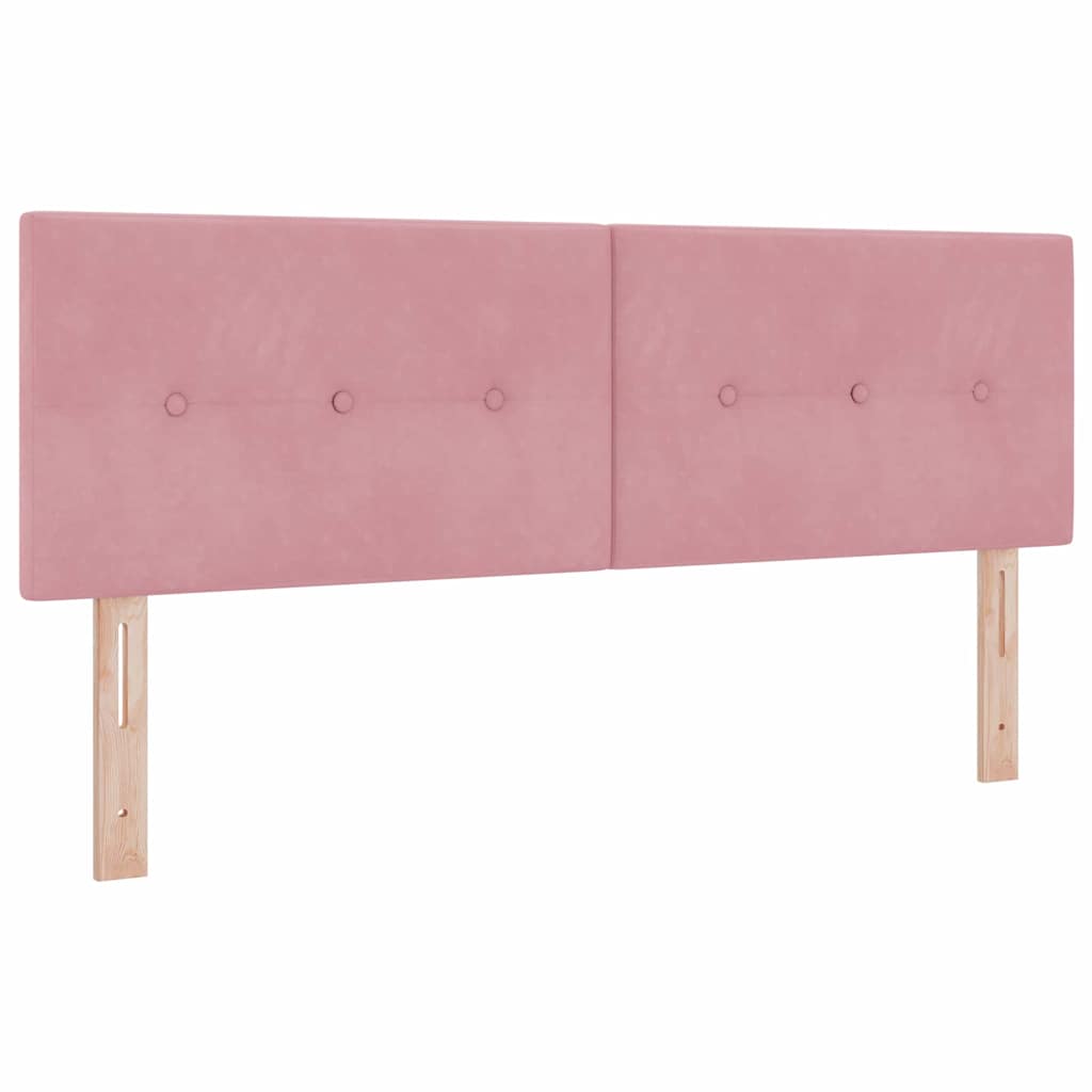 Postel S Boxspringem S Čelo Růžová 140 X 190 Cm Samet