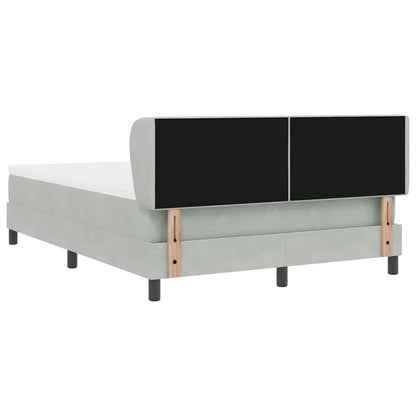 Postel S Boxspringem S Čelo Světle Šedá 160 X 200 Cm Samet