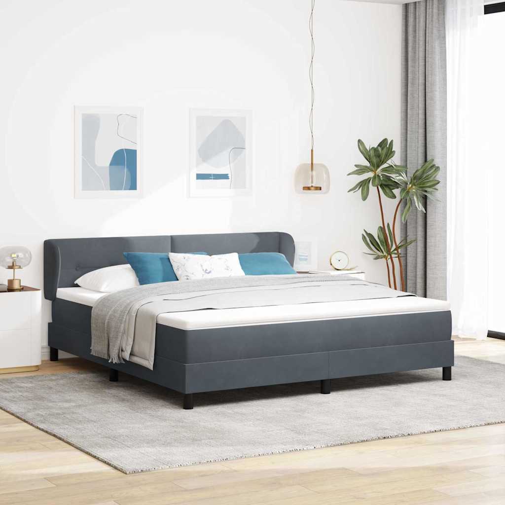 Postel S Boxspringem S Čelo Tmavě Šedá 180 X 200 Cm Samet