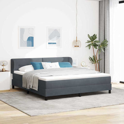 Postel S Boxspringem S Čelo Tmavě Šedá 180 X 200 Cm Samet