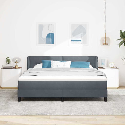Postel S Boxspringem S Čelo Tmavě Šedá 180 X 200 Cm Samet