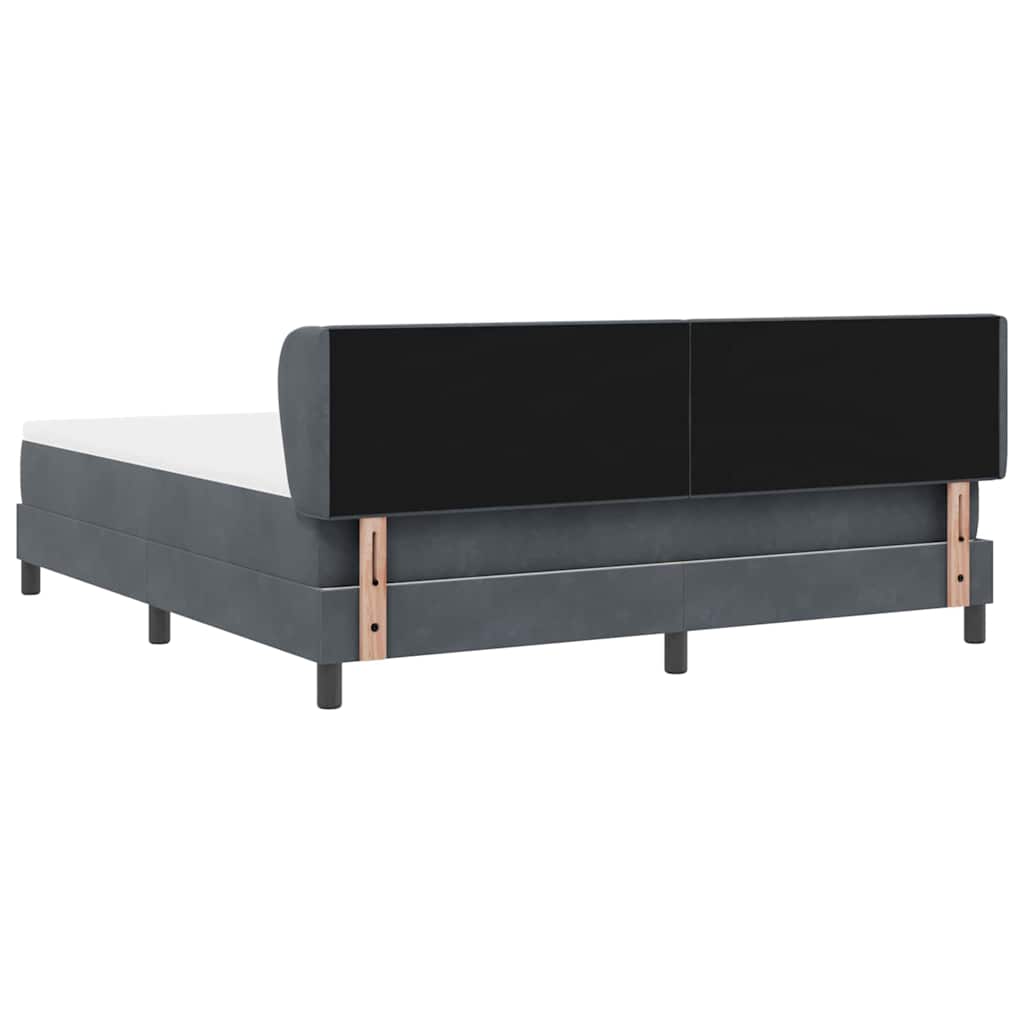 Postel S Boxspringem S Čelo Tmavě Šedá 180 X 200 Cm Samet