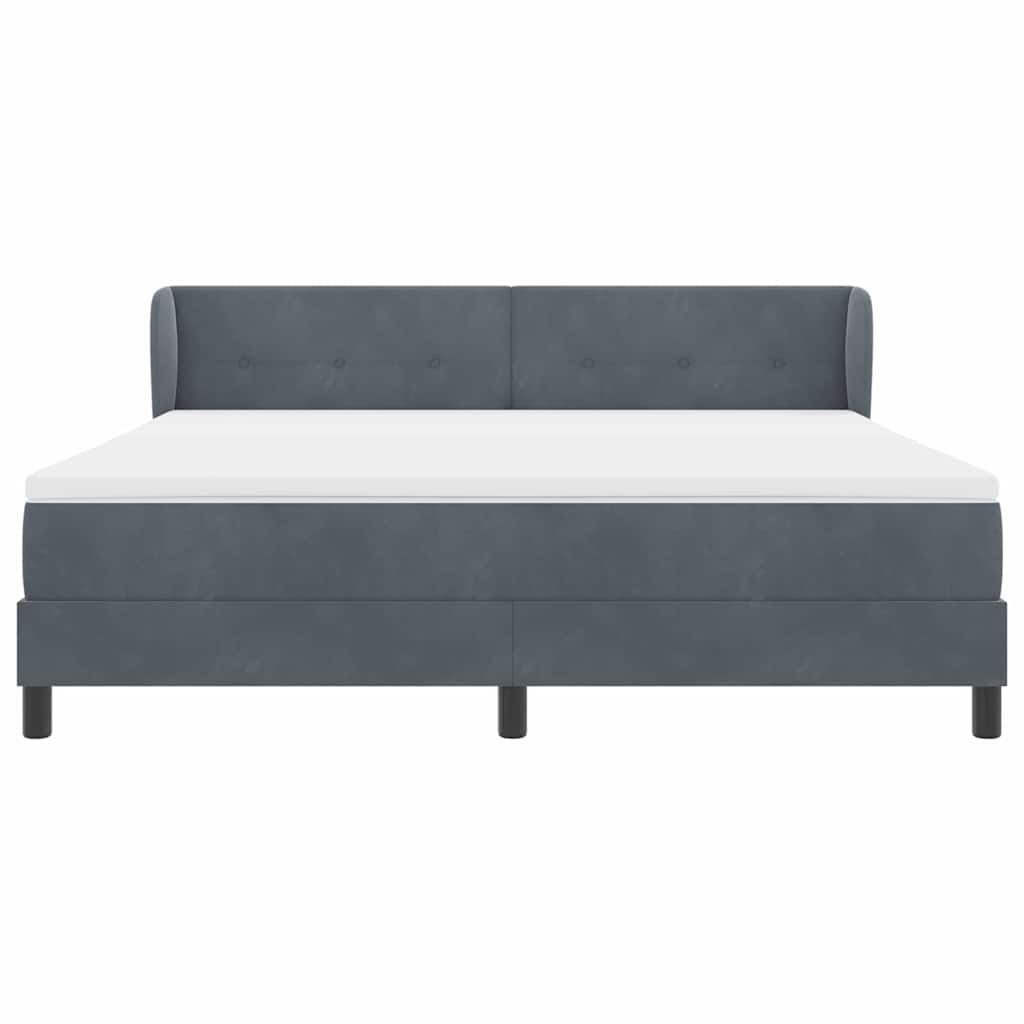 Postel S Boxspringem S Čelo Tmavě Šedá 180 X 200 Cm Samet