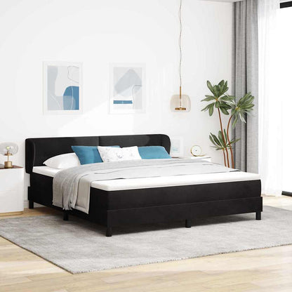 Postel S Boxspringem S Čelo Černá 180 X 200 Cm Samet