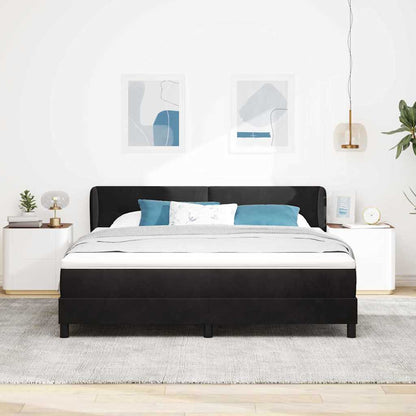 Postel S Boxspringem S Čelo Černá 180 X 200 Cm Samet