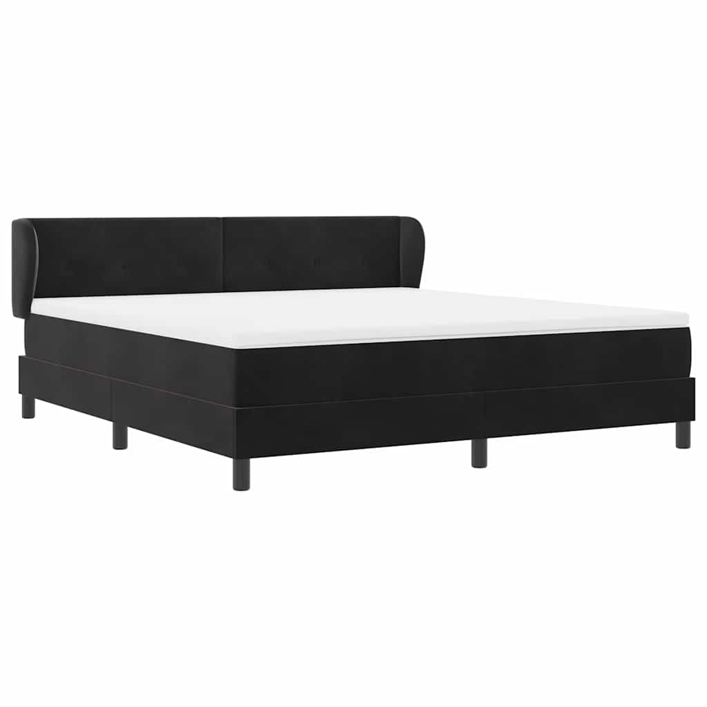 Postel S Boxspringem S Čelo Černá 180 X 200 Cm Samet