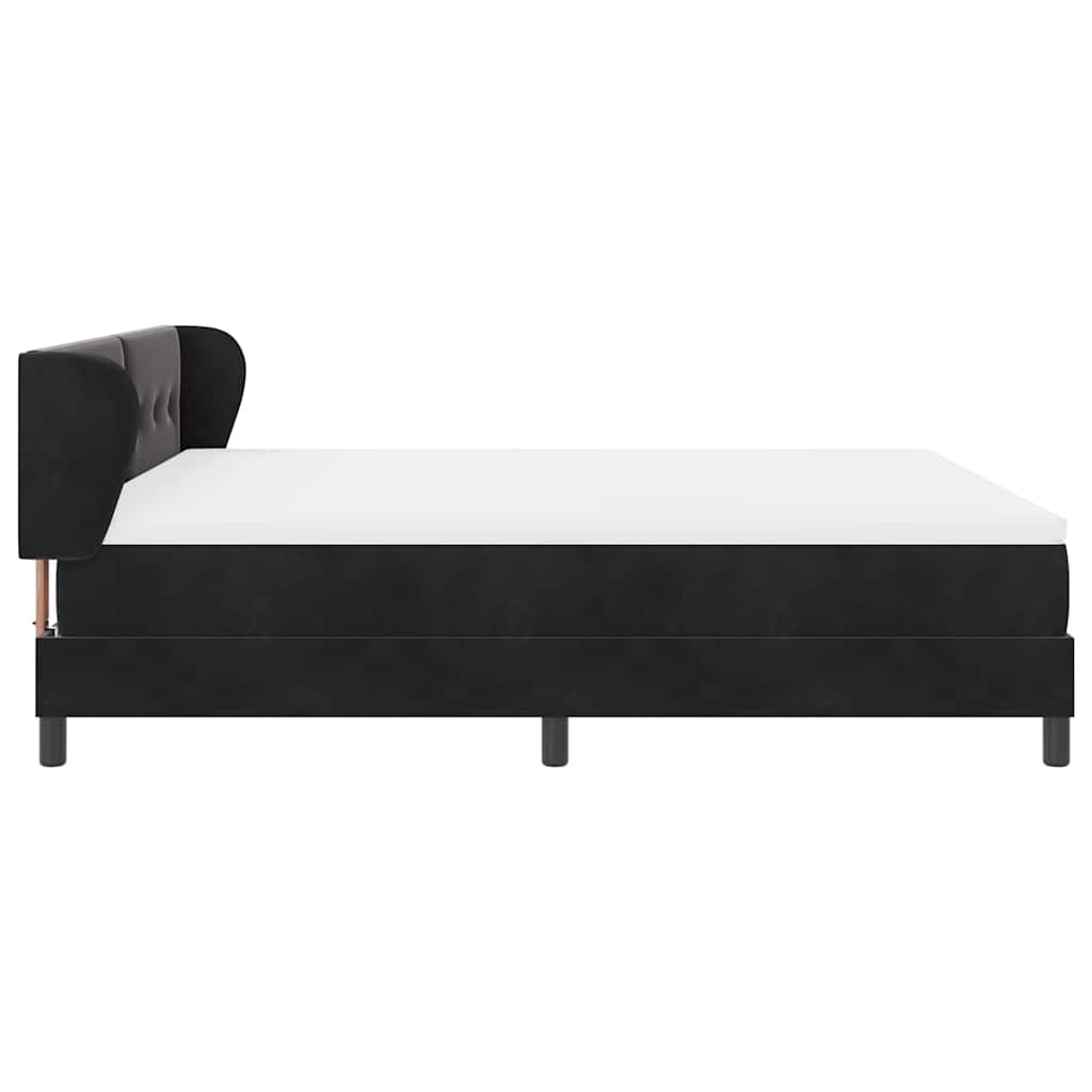 Postel S Boxspringem S Čelo Černá 180 X 200 Cm Samet