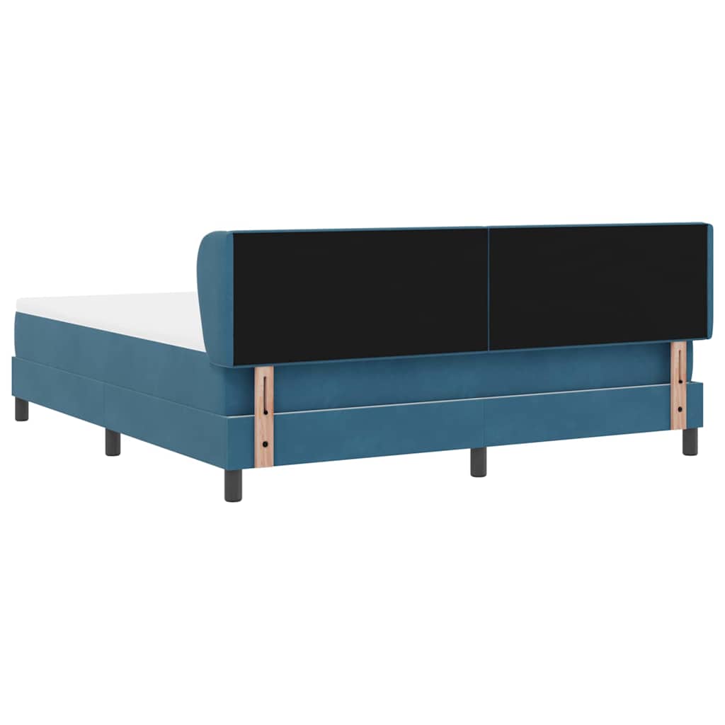 Postel S Boxspringem S Čelo Tmavě Moddrá 180 X 200 Cm Samet