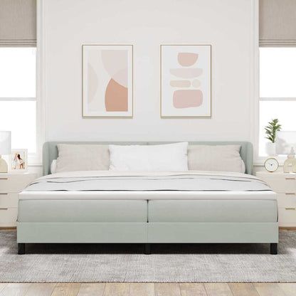 Postel S Boxspringem S Čelo Světle Šedá 200 X 200 Cm Samet