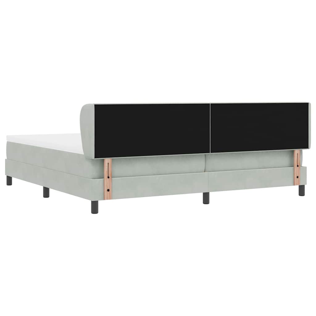 Postel S Boxspringem S Čelo Světle Šedá 200 X 200 Cm Samet