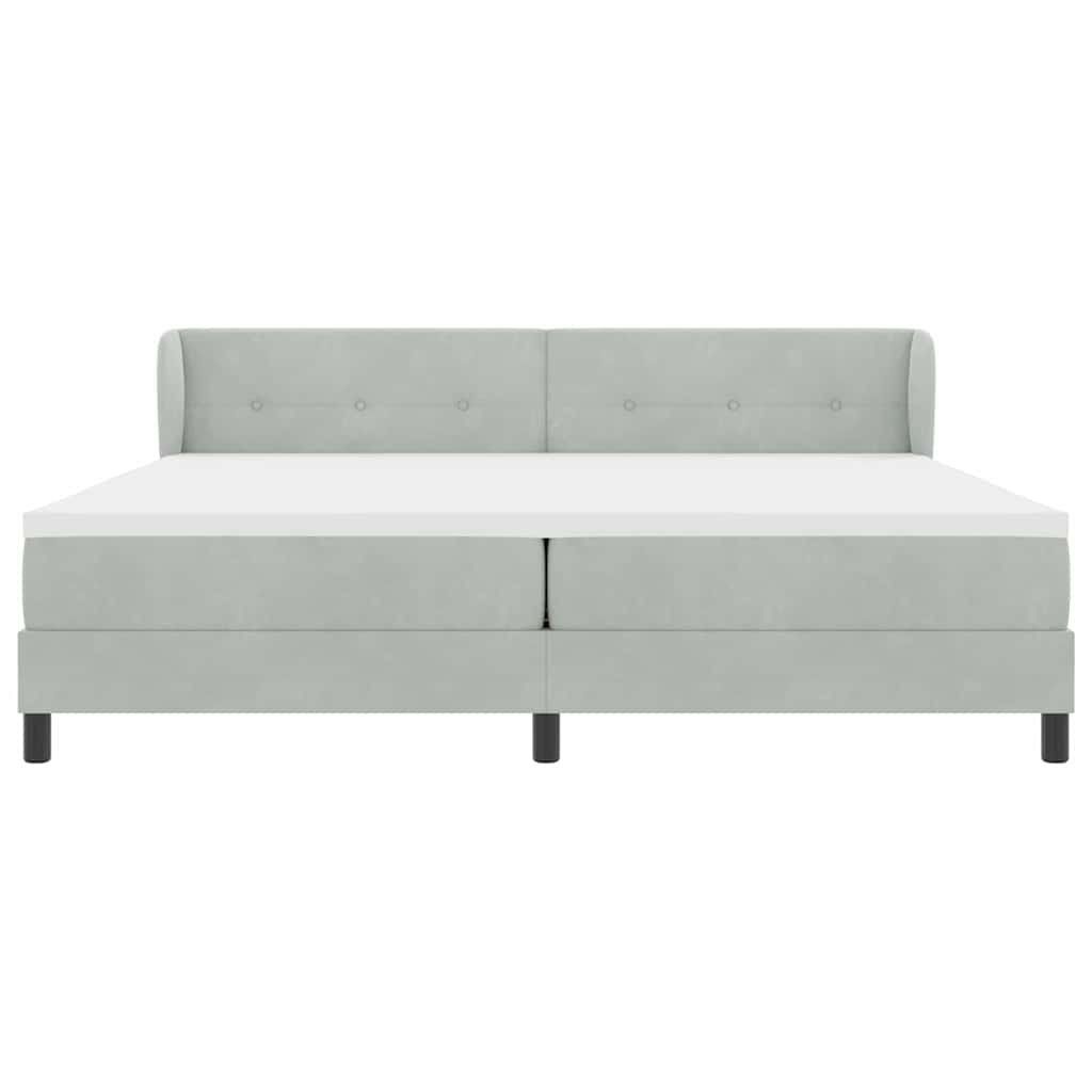 Postel S Boxspringem S Čelo Světle Šedá 200 X 200 Cm Samet