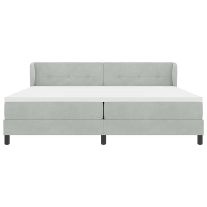 Postel S Boxspringem S Čelo Světle Šedá 200 X 200 Cm Samet