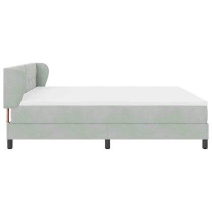 Postel S Boxspringem S Čelo Světle Šedá 200 X 200 Cm Samet
