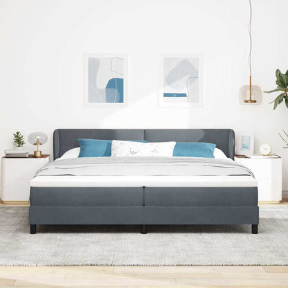Postel S Boxspringem S Čelo Tmavě Šedá 200 X 200 Cm Samet