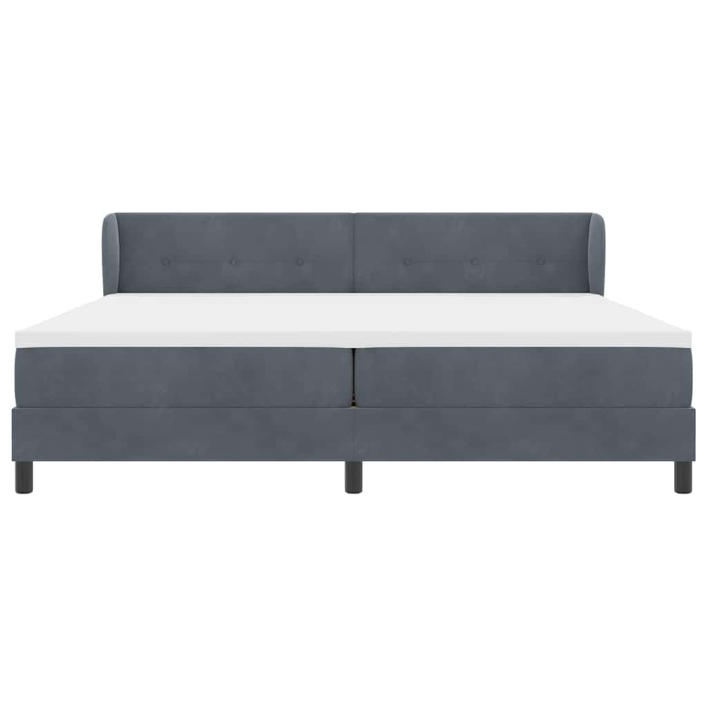 Postel S Boxspringem S Čelo Tmavě Šedá 200 X 200 Cm Samet