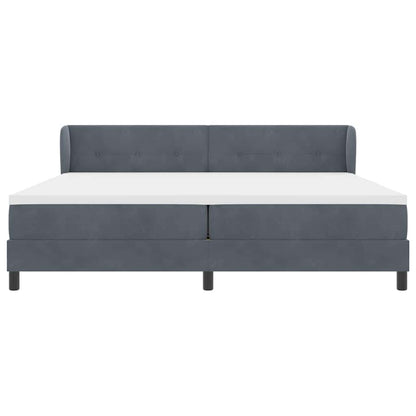 Postel S Boxspringem S Čelo Tmavě Šedá 200 X 200 Cm Samet