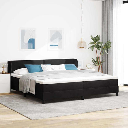 Postel S Boxspringem S Čelo Černá 200 X 200 Cm Samet