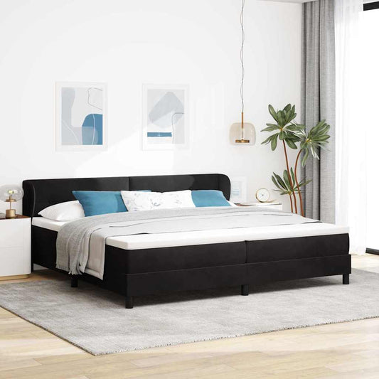 Postel S Boxspringem S Čelo Černá 200 X 200 Cm Samet