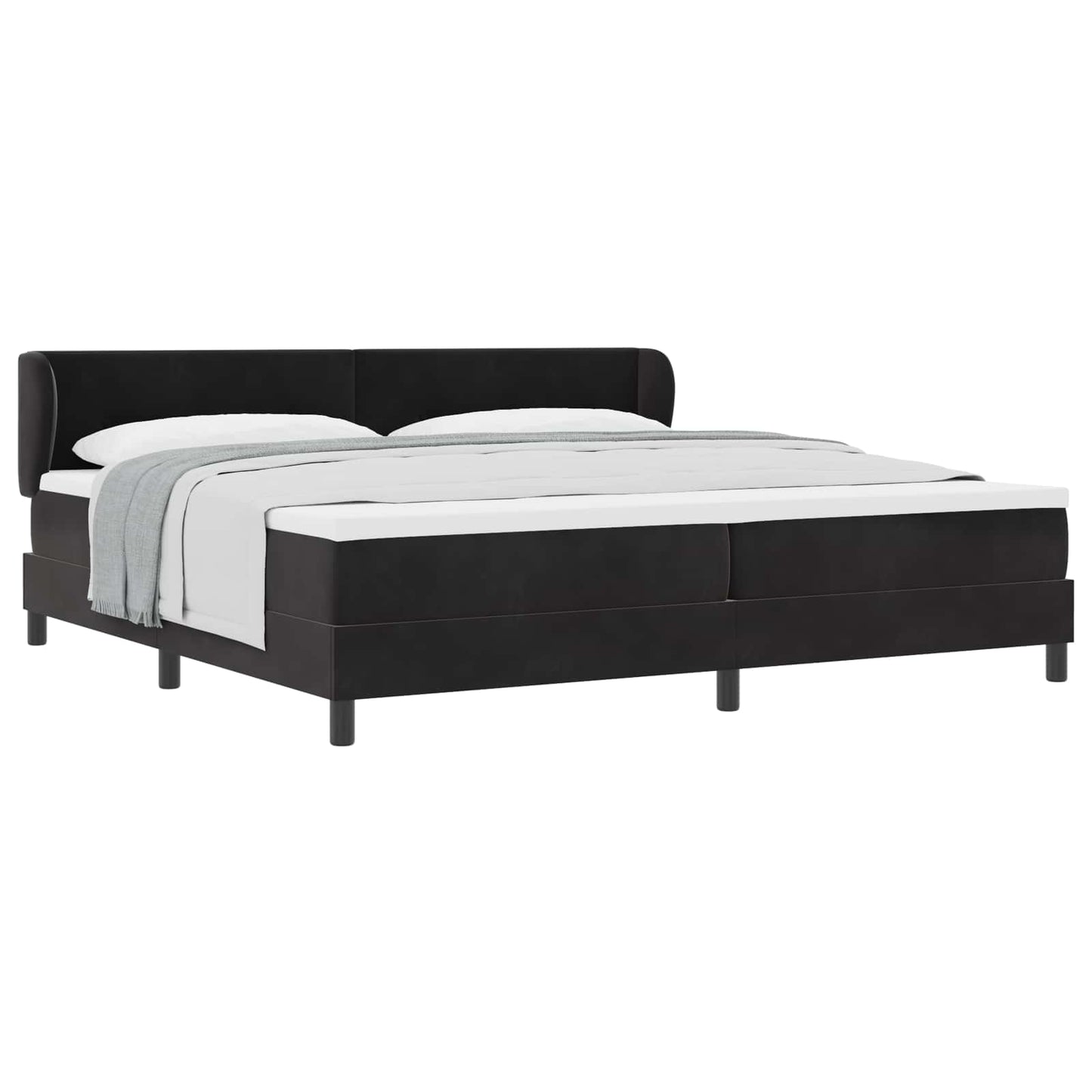 Postel S Boxspringem S Čelo Černá 200 X 200 Cm Samet