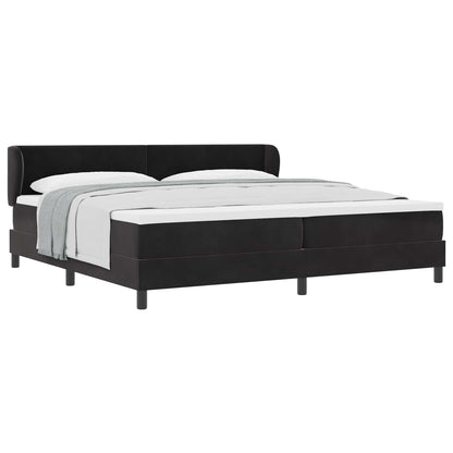 Postel S Boxspringem S Čelo Černá 200 X 200 Cm Samet