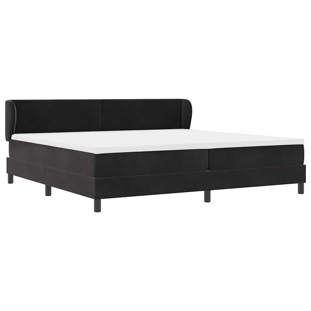 Postel S Boxspringem S Čelo Černá 200 X 200 Cm Samet