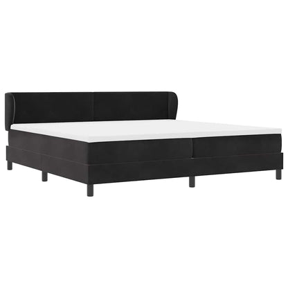 Postel S Boxspringem S Čelo Černá 200 X 200 Cm Samet
