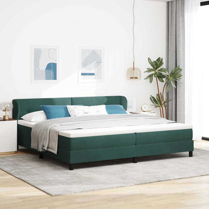 Postel S Boxspringem S Čelo Tmavě Zelená 200 X 200 Cm Samet