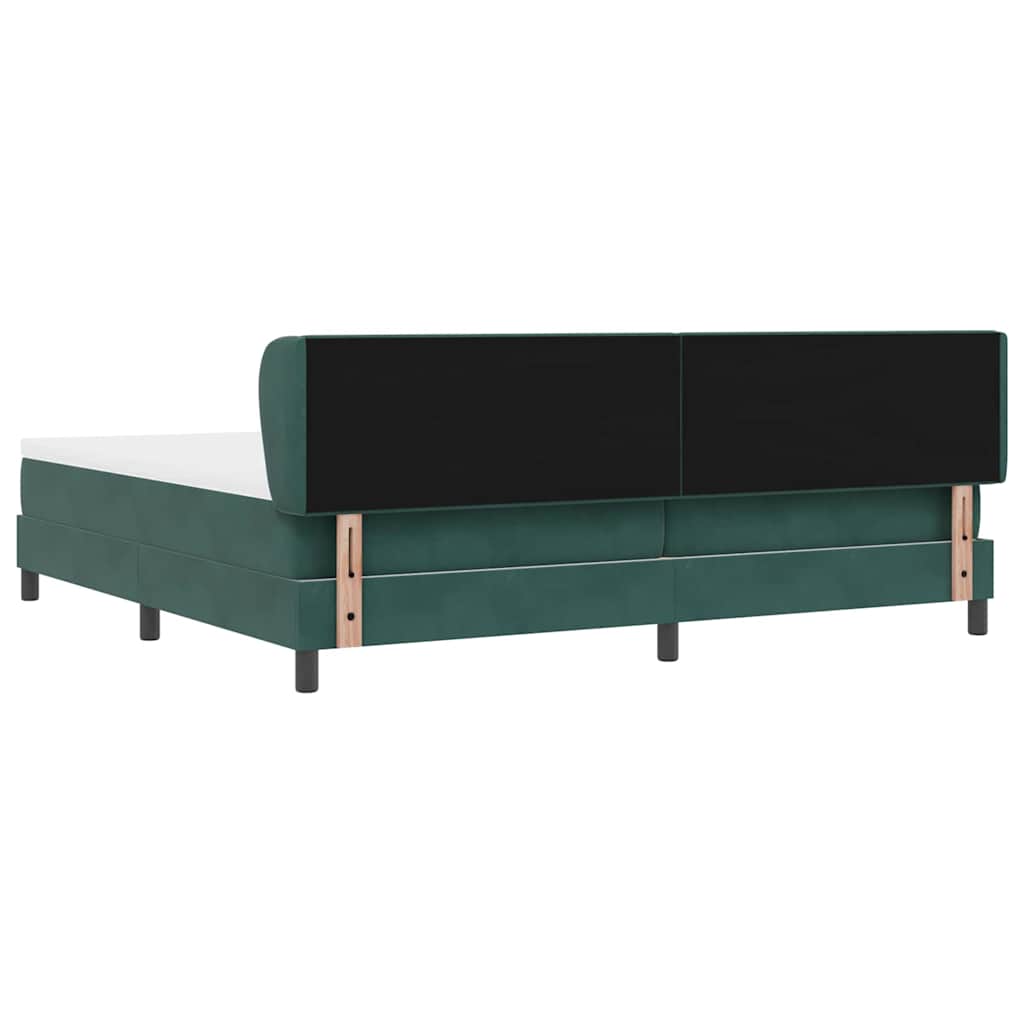 Postel S Boxspringem S Čelo Tmavě Zelená 200 X 200 Cm Samet