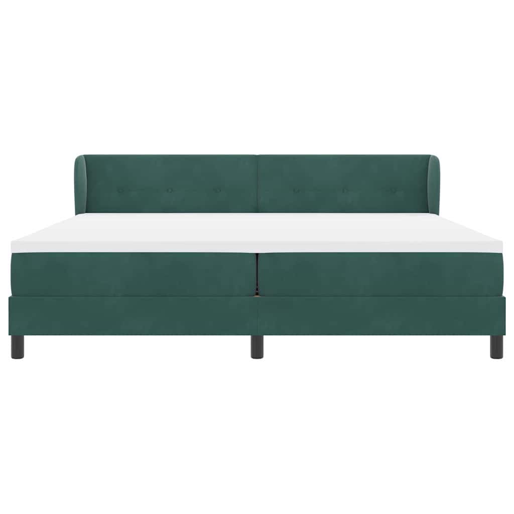 Postel S Boxspringem S Čelo Tmavě Zelená 200 X 200 Cm Samet