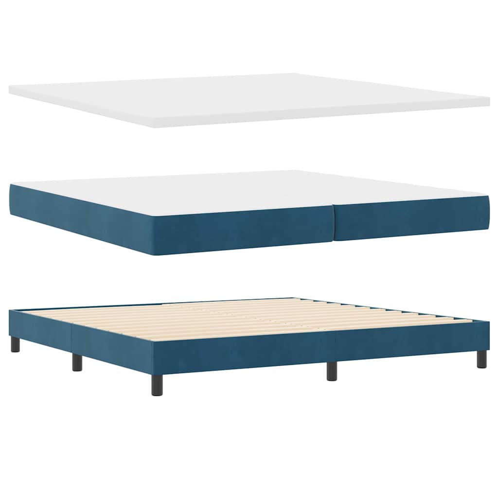 Postel S Boxspringem S Čelo Tmavě Moddrá 200 X 200 Cm Samet