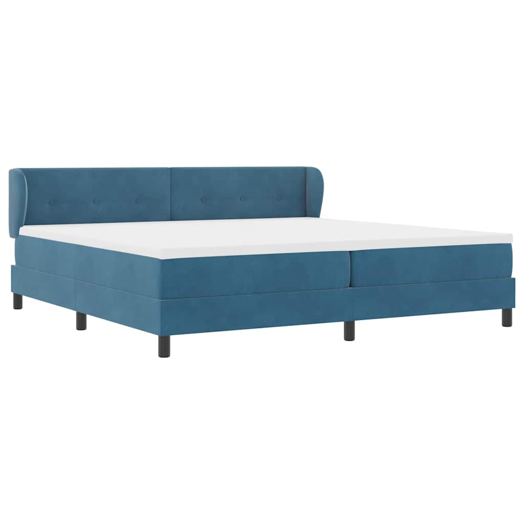 Postel S Boxspringem S Čelo Tmavě Moddrá 200 X 200 Cm Samet