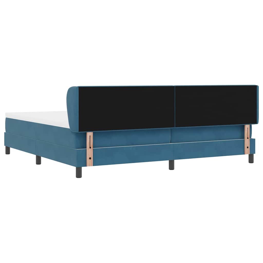 Postel S Boxspringem S Čelo Tmavě Moddrá 200 X 200 Cm Samet