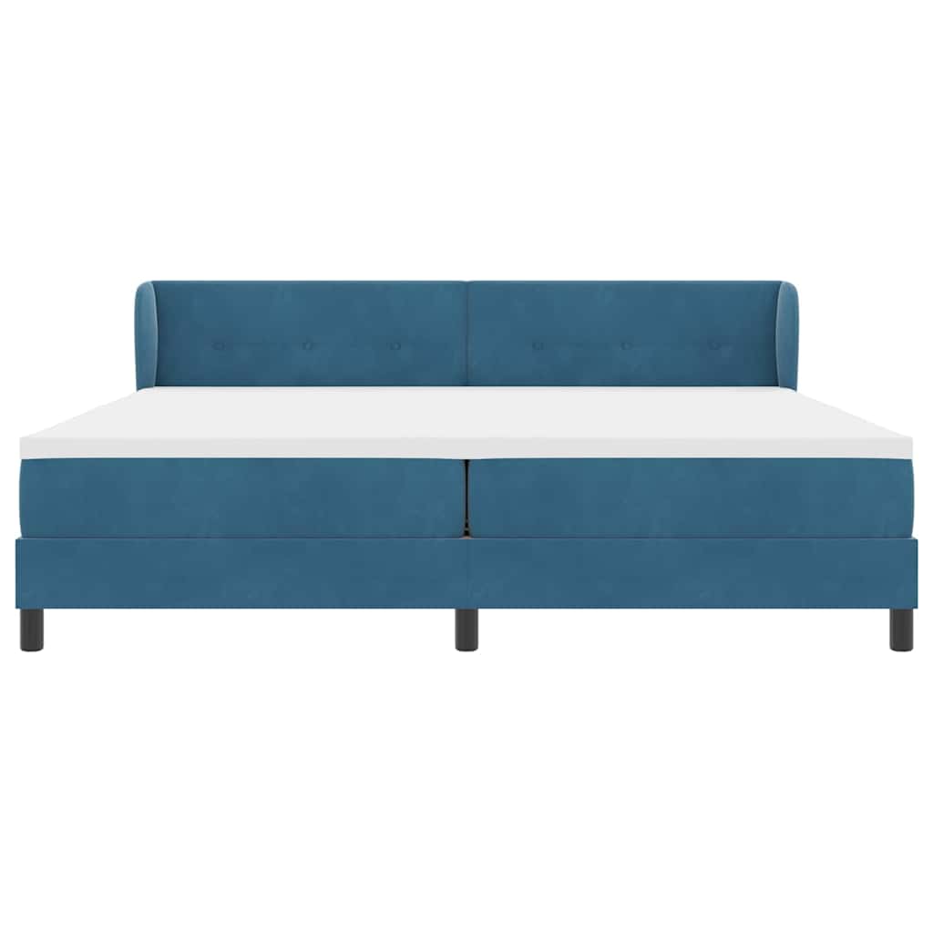Postel S Boxspringem S Čelo Tmavě Moddrá 200 X 200 Cm Samet