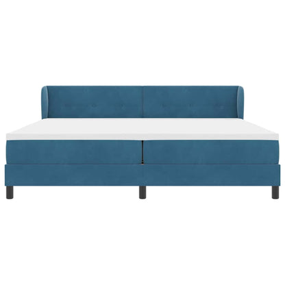 Postel S Boxspringem S Čelo Tmavě Moddrá 200 X 200 Cm Samet
