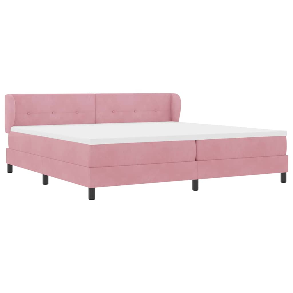 Postel S Boxspringem S Čelo Růžová 200 X 200 Cm Samet