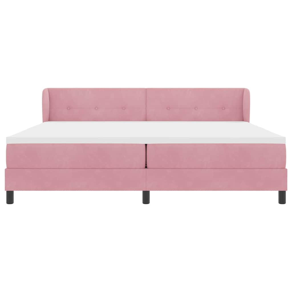 Postel S Boxspringem S Čelo Růžová 200 X 200 Cm Samet