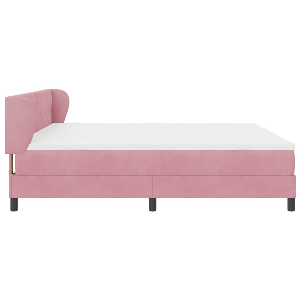 Postel S Boxspringem S Čelo Růžová 200 X 200 Cm Samet